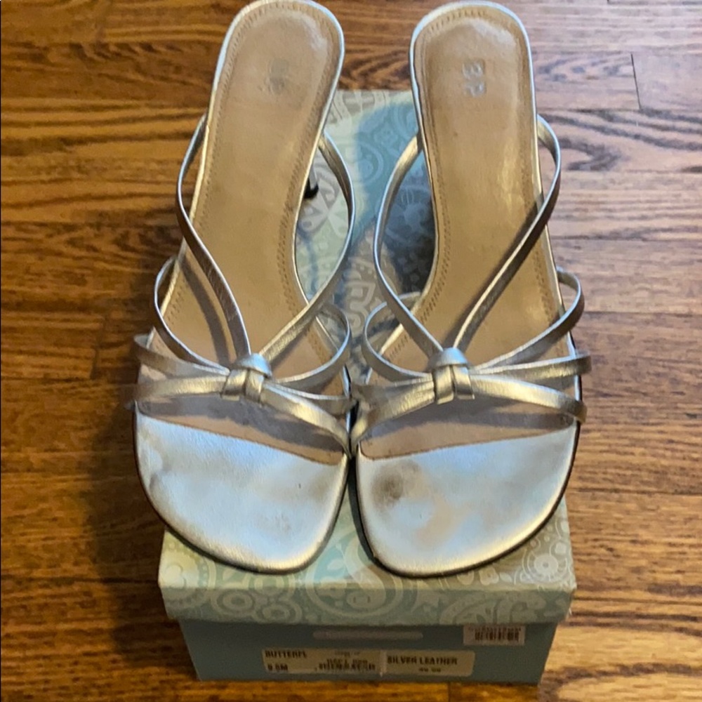 Silver mule sandals